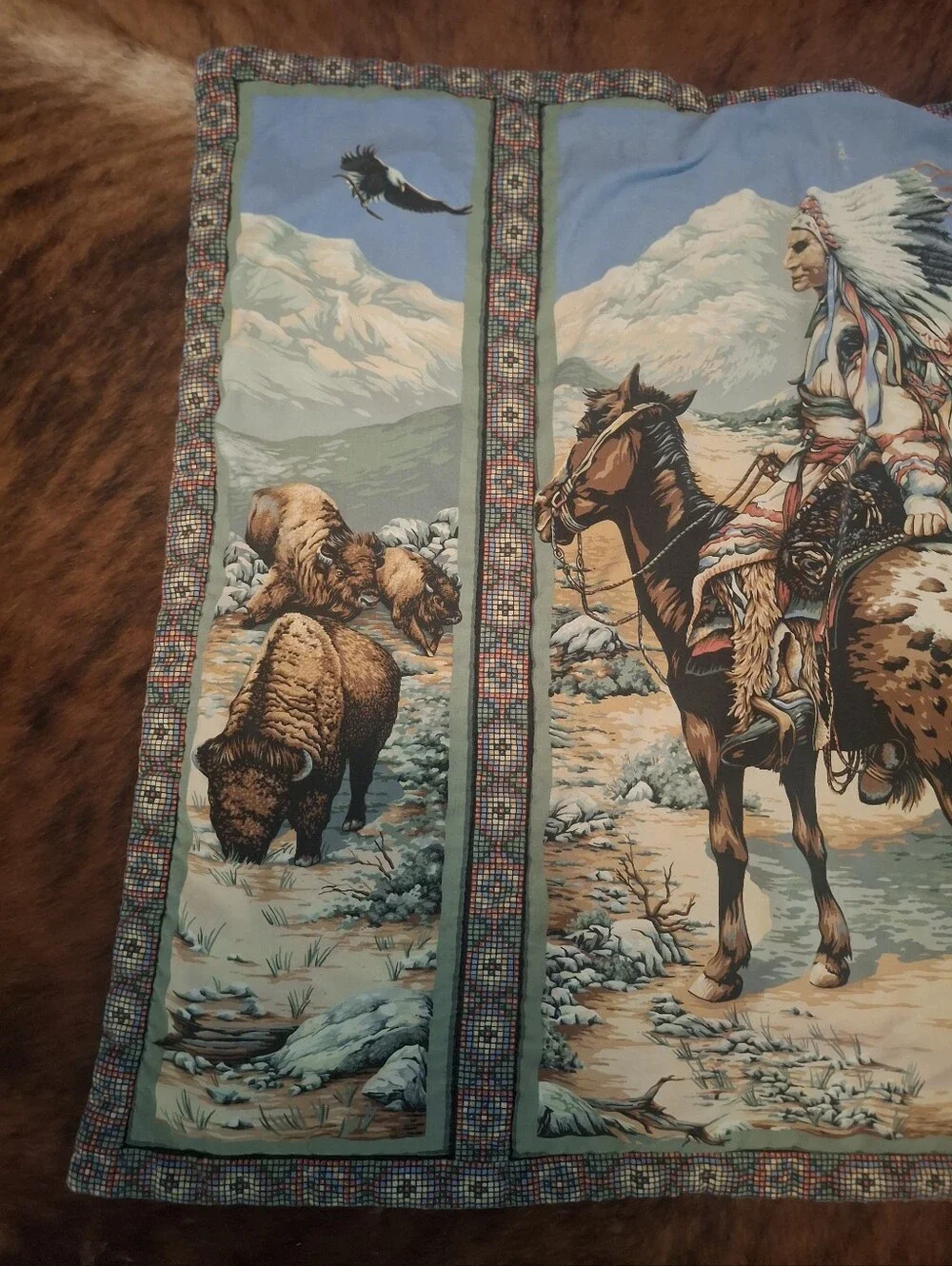 Native American Western Scene Wall Tapestry